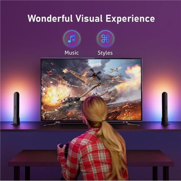 Smart LED Light Bar RGB Lamp w/ 19 Dynamic Modes and Music Sync Modes TV Monitor - Picture 4 of 6